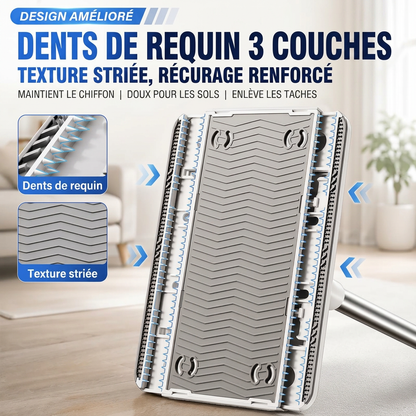 Kdoo® - Balai Plat Microfibre à Manche Télescopique, Tête Pivotante 360° & Double Serrage — Lingettes Lavables Réutilisables pour Parquet, Carrelage, Stratifié, Vitres & Plinthes